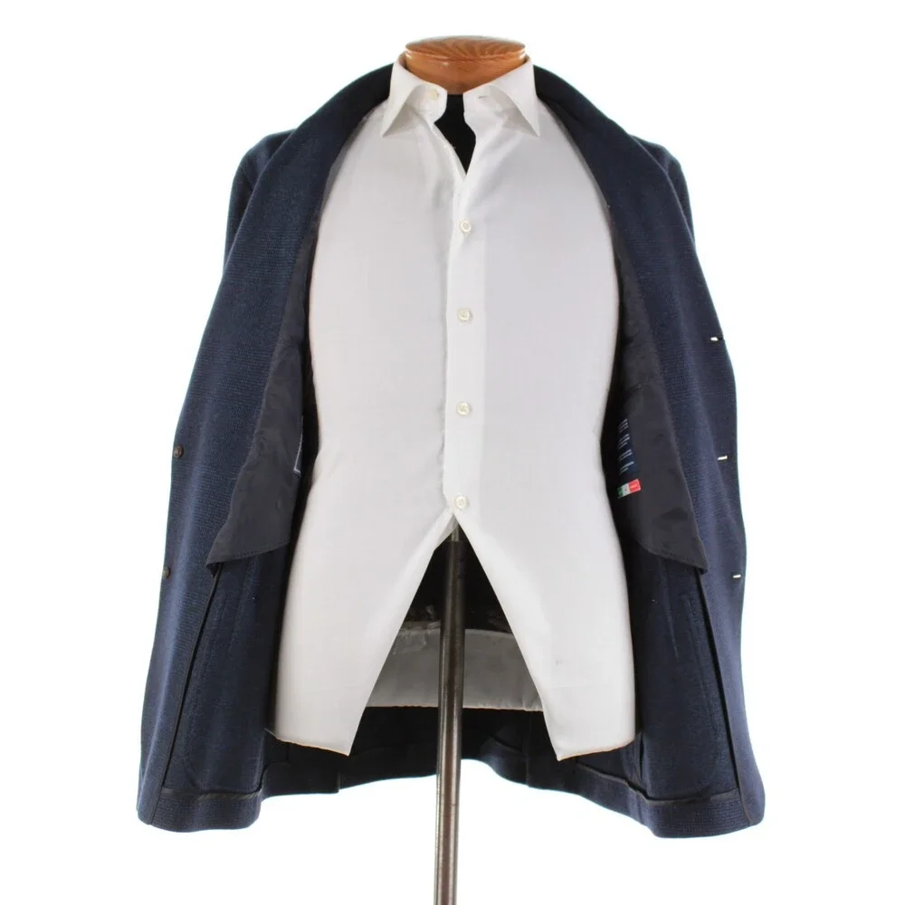 Fedeli NWT Cotton / Cashmere Blend Sport Coat Size 56 (46 US) In Blue Plaid